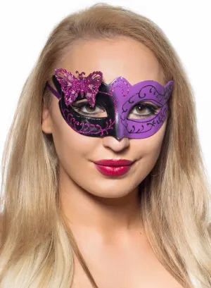 Butterfly Venetian Masquerade Mask in Black and Purple