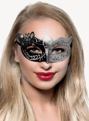 Butterfly Venetian Masquerade Mask in Black and Silver