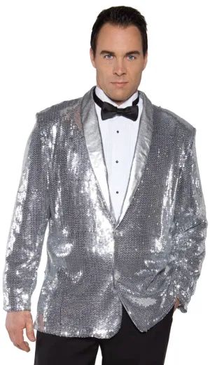 Cabaret Mens Silver Sequined Costume Jacket