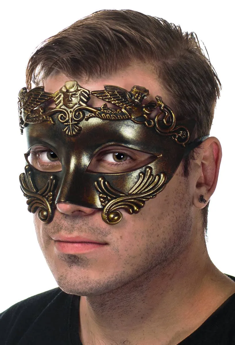 Caesar Antique Gold Mens Masquerade Mask