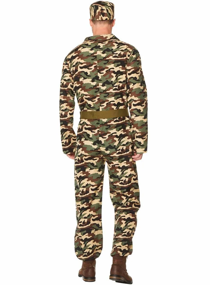 Camo Print Mens Army Costume Jumpsuit