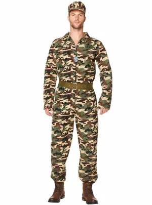 Camo Print Mens Army Costume Jumpsuit