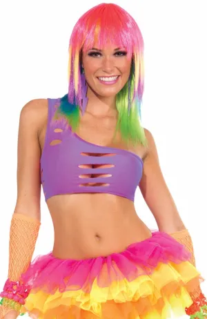 Candy Club 80s Purple Costume Cutout Bra Top