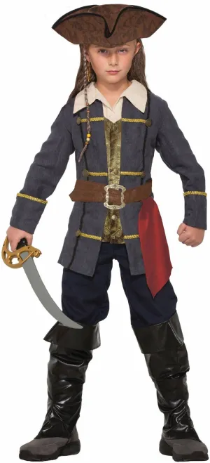 Captain Cutlass Boys Blue And Brown Pirate Costume