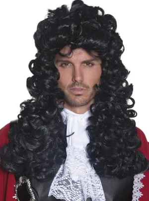 Captain Hook Mens Long Curly Black Costume Wig