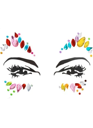 Captivating Rainbow Crystal Diamante Stick On Face Jewels