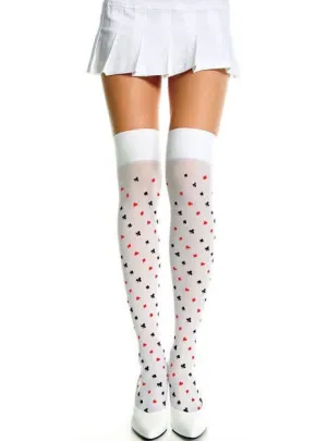 Card Suit Thigh High Stockings