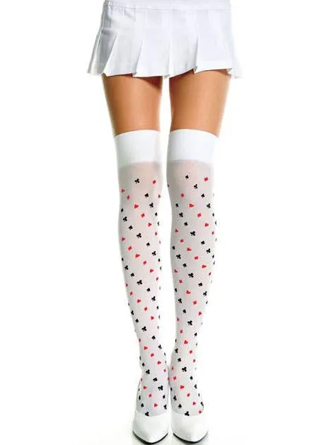 Card Suit Thigh High Stockings