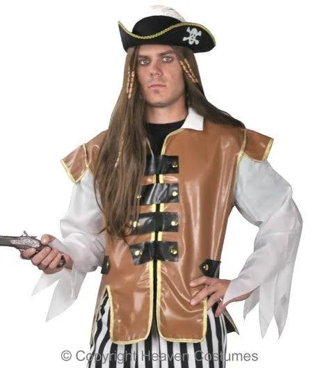 Caribbean Mens Pirate Captain Fancy Dress Costume