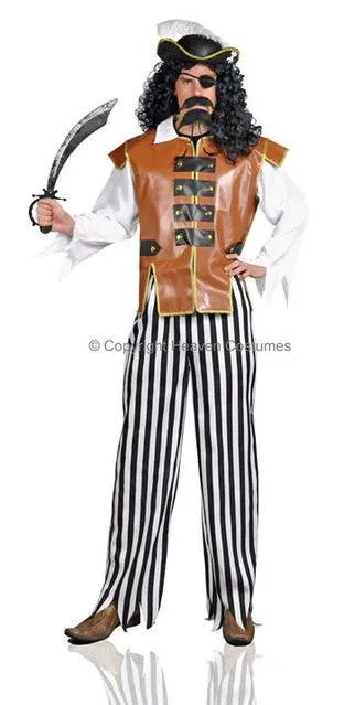 Caribbean Mens Pirate Captain Fancy Dress Costume
