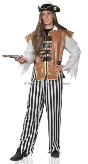 Caribbean Mens Pirate Captain Fancy Dress Costume