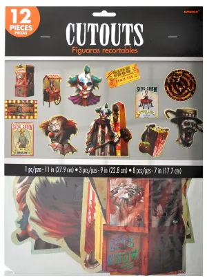 Carnival Freak Show 12 Piece Cut Out Halloween Decorations