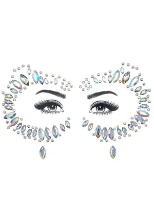 Carnivale Silver Round Eye Stick On Face Jewels