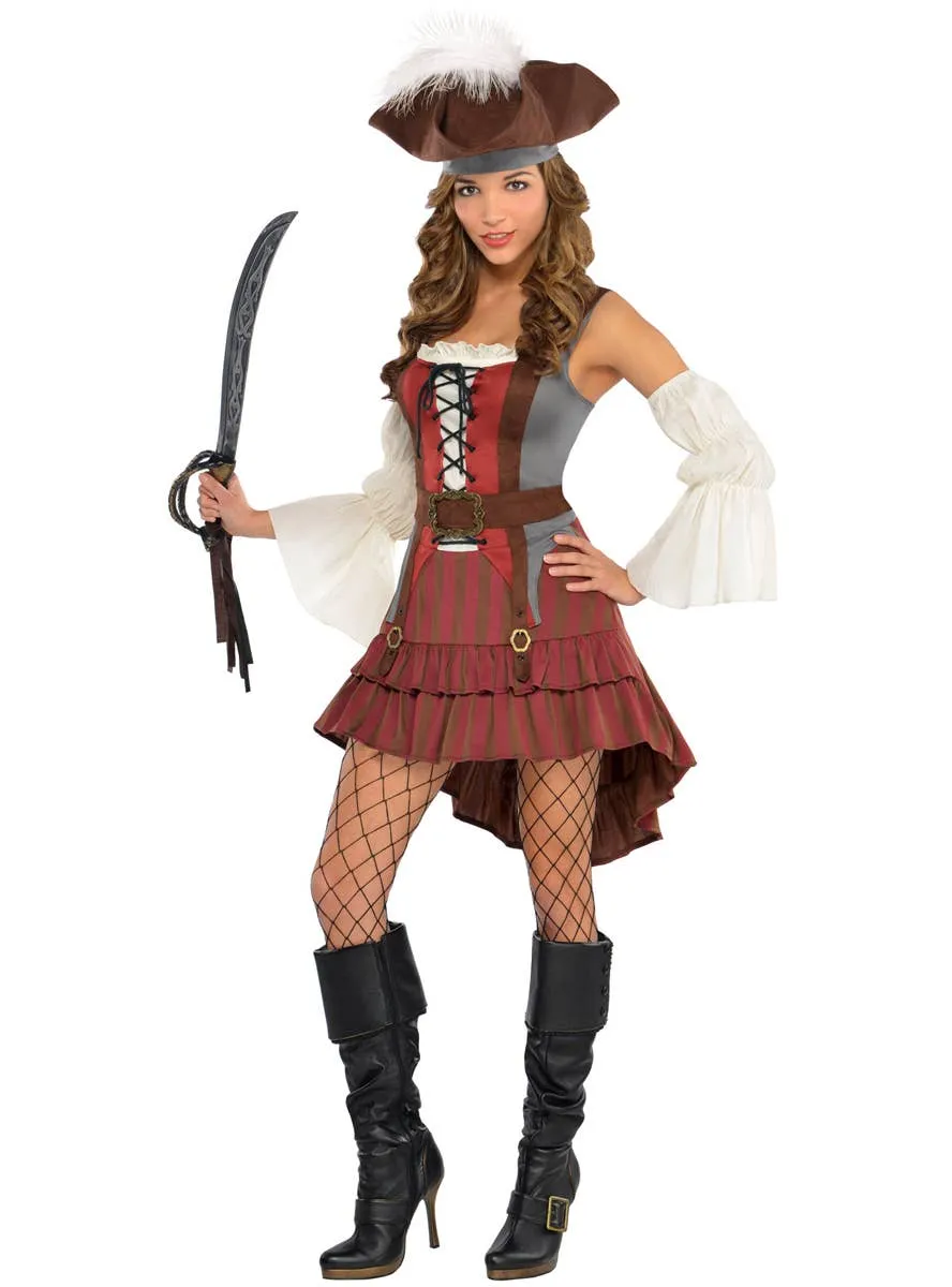 Castaway Pirate Womens Fancy Dress Costume