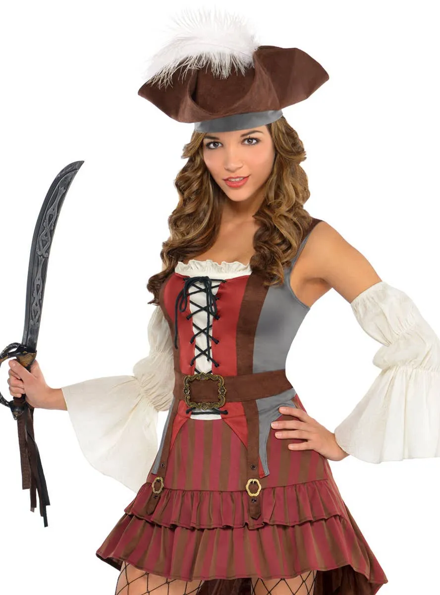 Castaway Pirate Womens Fancy Dress Costume