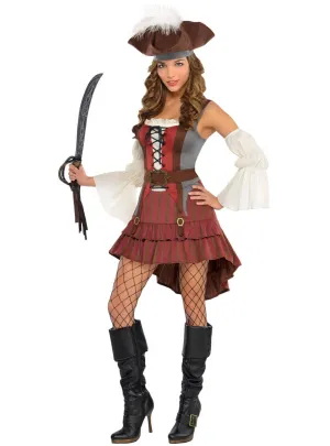 Castaway Pirate Womens Fancy Dress Costume
