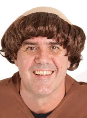 Catholic Monk Mens Bald Top Brown Costume Wig