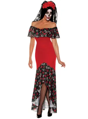 Catrina Womens Red Day of the Dead Costume