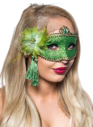 Celebration Green Glitter Masquerade Mask