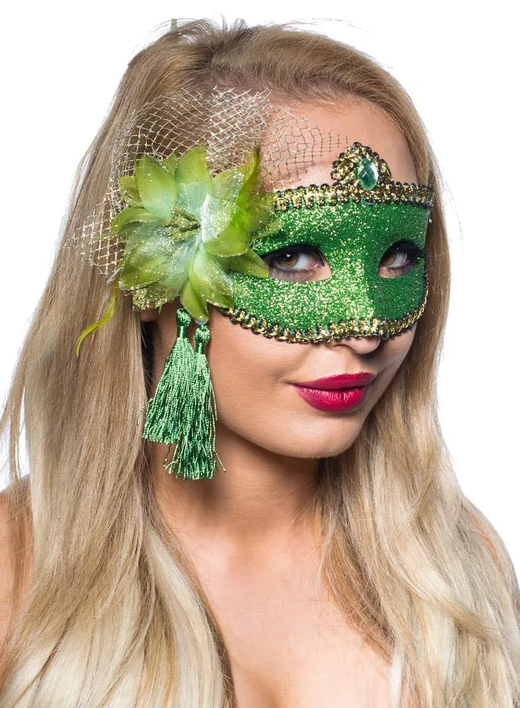 Celebration Green Glitter Masquerade Mask