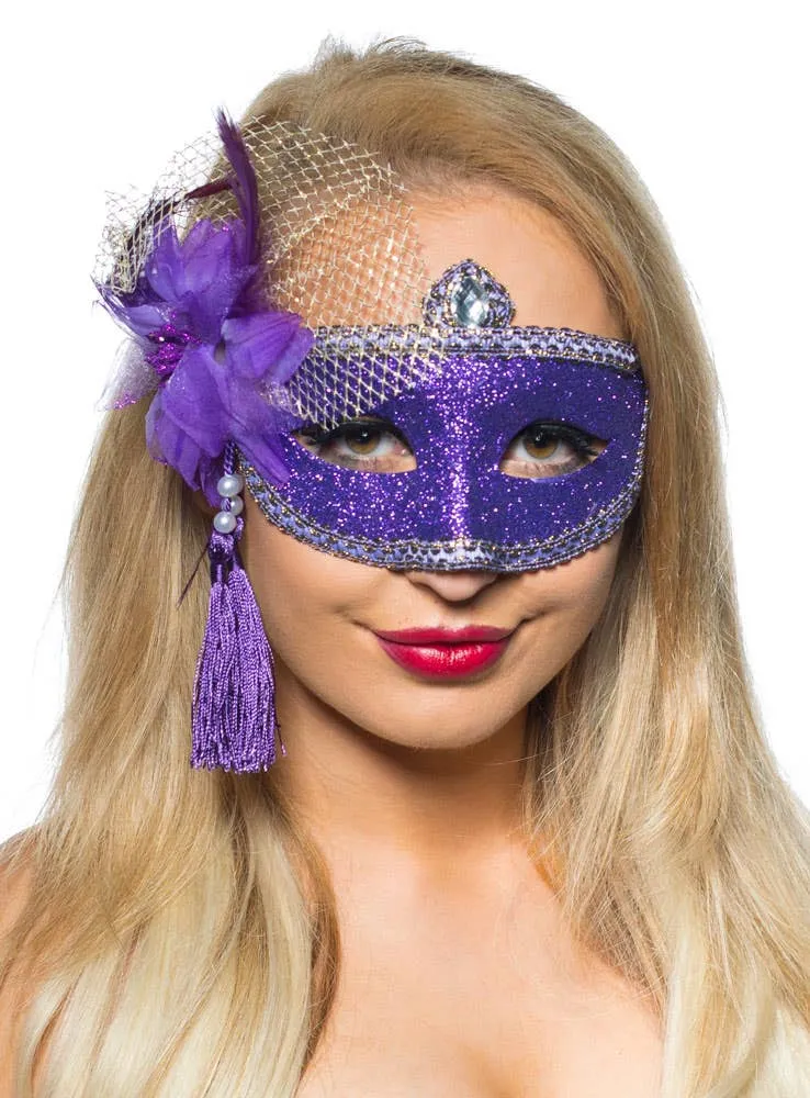 Celebration Purple Glitter Masquerade Mask