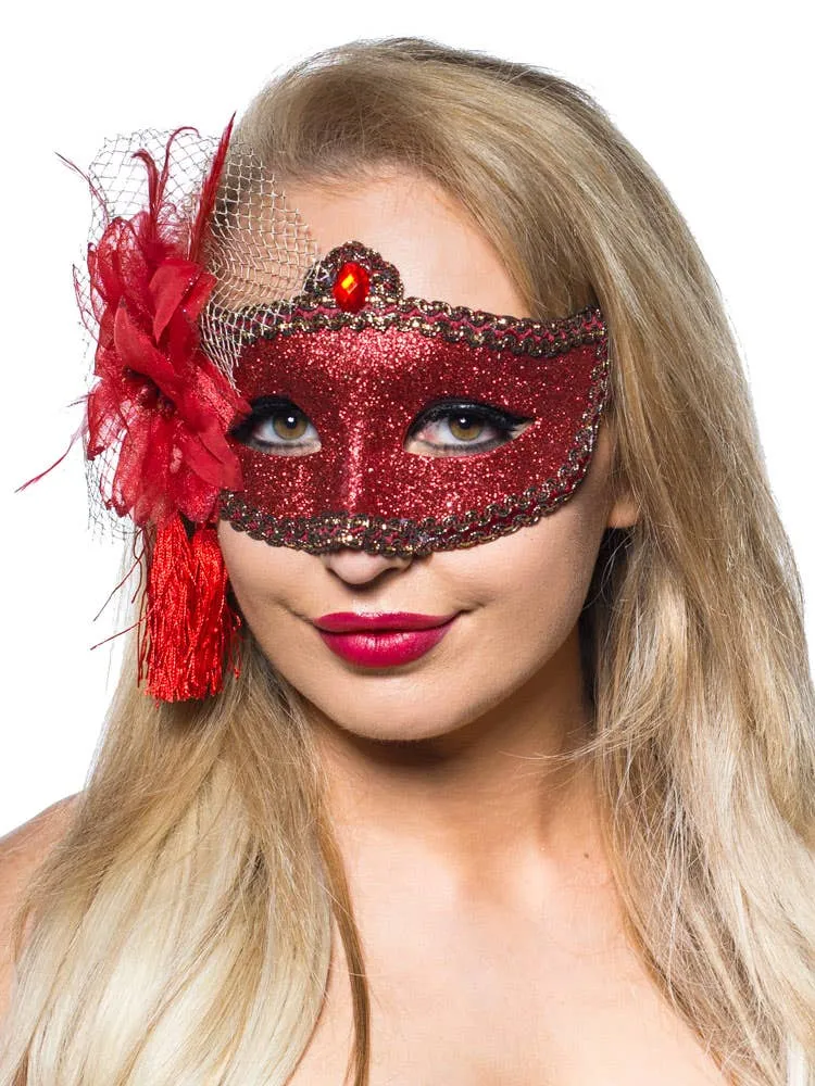 Celebration Red Glitter Masquerade Mask