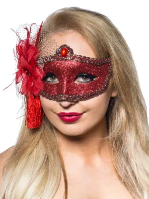 Celebration Red Glitter Masquerade Mask