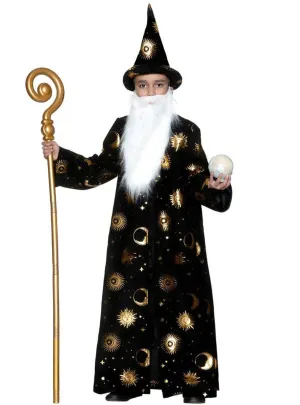Celestial Black and Gold Boys Wizard Cloak Costume