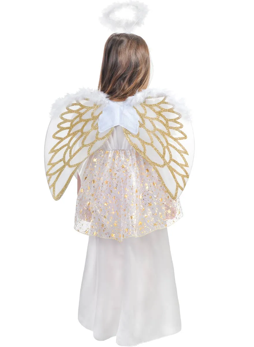 Celestial White and Gold Girls Christmas Angel Costume