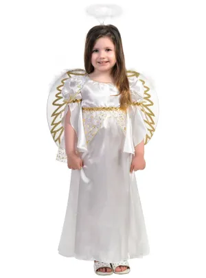 Celestial White and Gold Girls Christmas Angel Costume