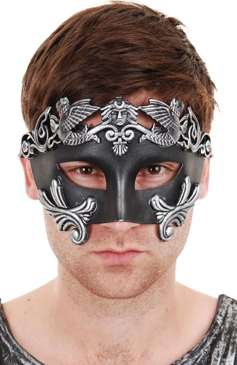 Centurion Mens Black Masquerade Mask