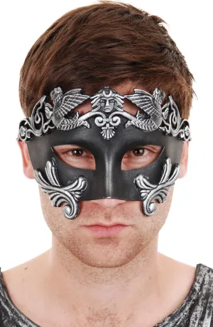 Centurion Mens Black Masquerade Mask
