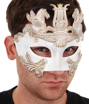 Centurion Mens White Masquerade Mask