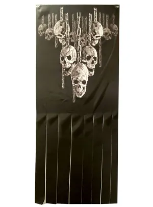 Chained Skull Print Doorway Curtain Halloween Decoration