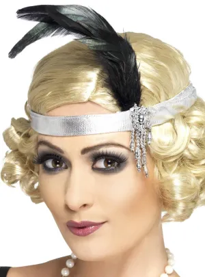 Charleston 1920s Silver Flapper Headband Costume Accessory