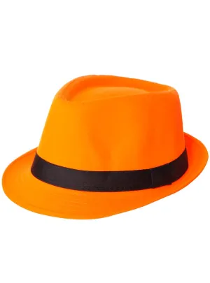 Charming Orange Fedora Costume Hat with Black Band