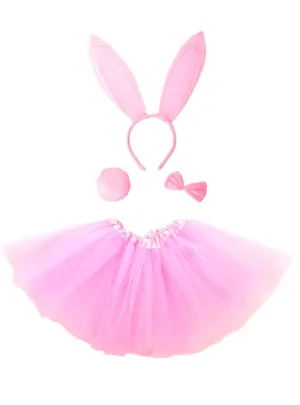 Charming Pink Girls Easter Bunny Costume Tutu Set