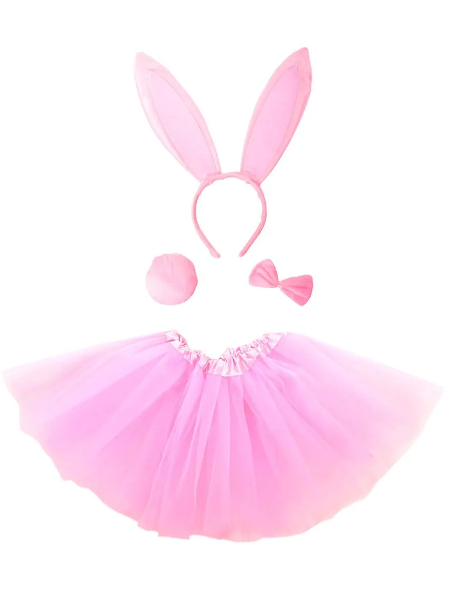 Charming Pink Girls Easter Bunny Costume Tutu Set