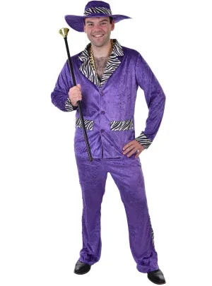 Charming Purple Velvet Pimp Mens Costume