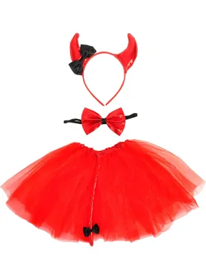 Charming Red Devil Girls Tutu Halloween Costume Kit
