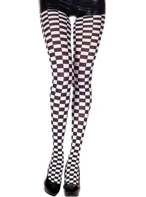 Checkered Black and White Patterned Pantyhose