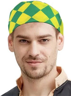 Checkered Green And Gold Costume Bandanna