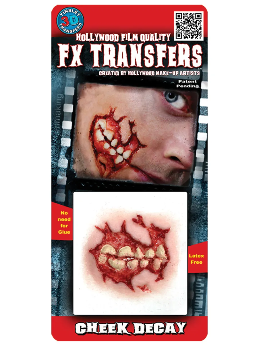 Cheek Decay 3D Latex Free Realistic Halloween Wound
