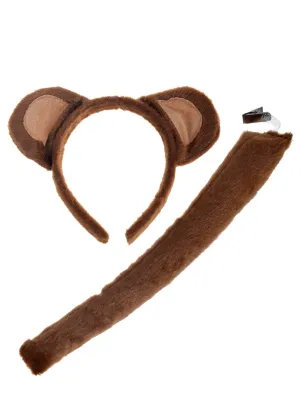 Cheeky Brown Monkey Headband and Tail Accessory Set