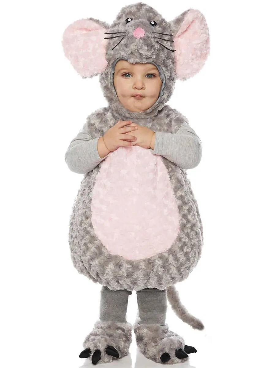 Cheeky Grey Mouse Kids Plush Belly Costume
