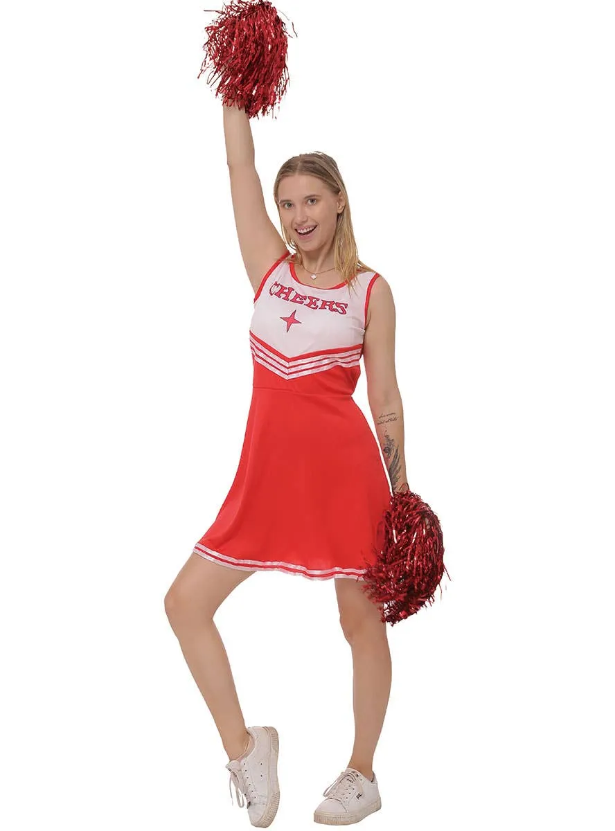Cheeky Red and White Cheerleader Womens Costume