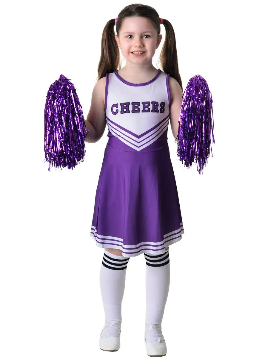 Cheerful Purple Girls Cheerleader Dress Up Costume