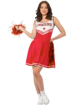 Cheering Red Cheerleader Womens Fancy Dress Costume