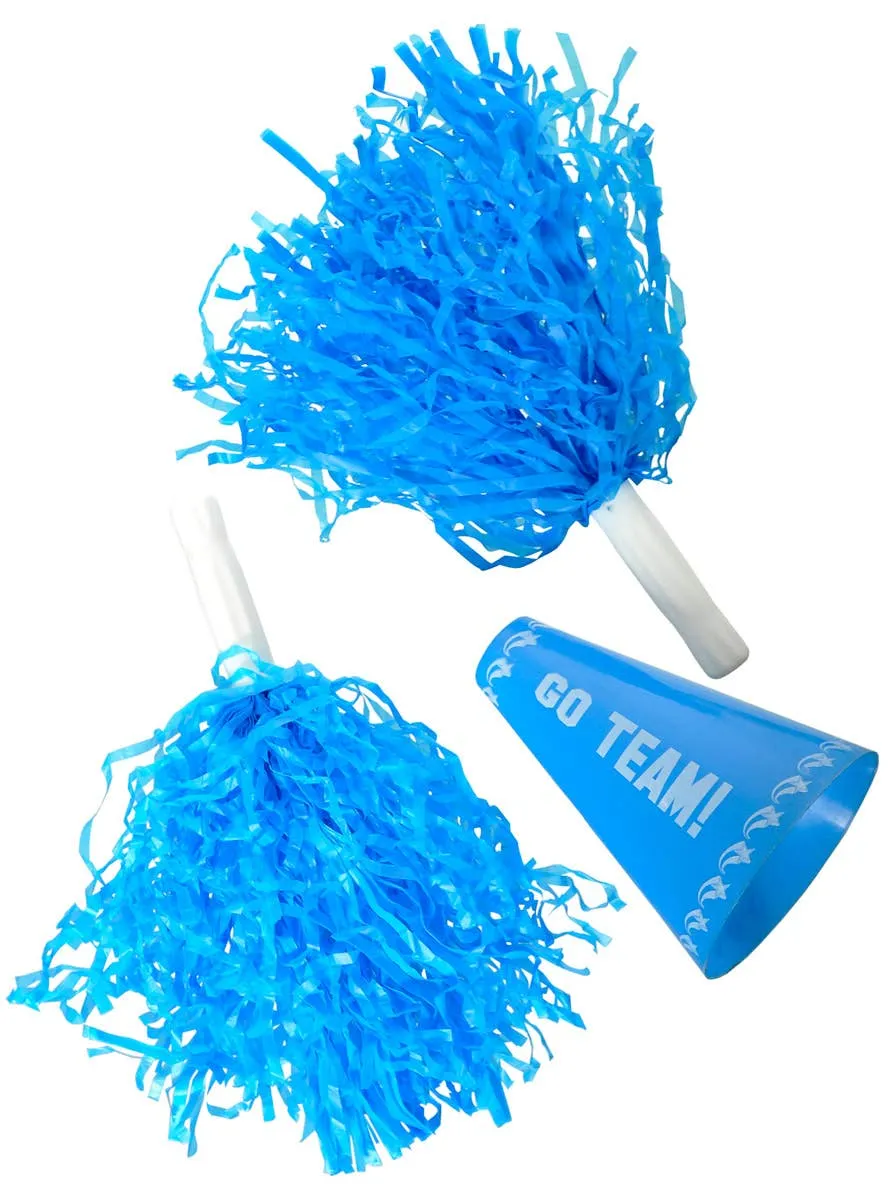 Cheerleader Blue Pom Pom and Megaphone Set