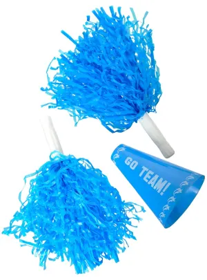 Cheerleader Blue Pom Pom and Megaphone Set